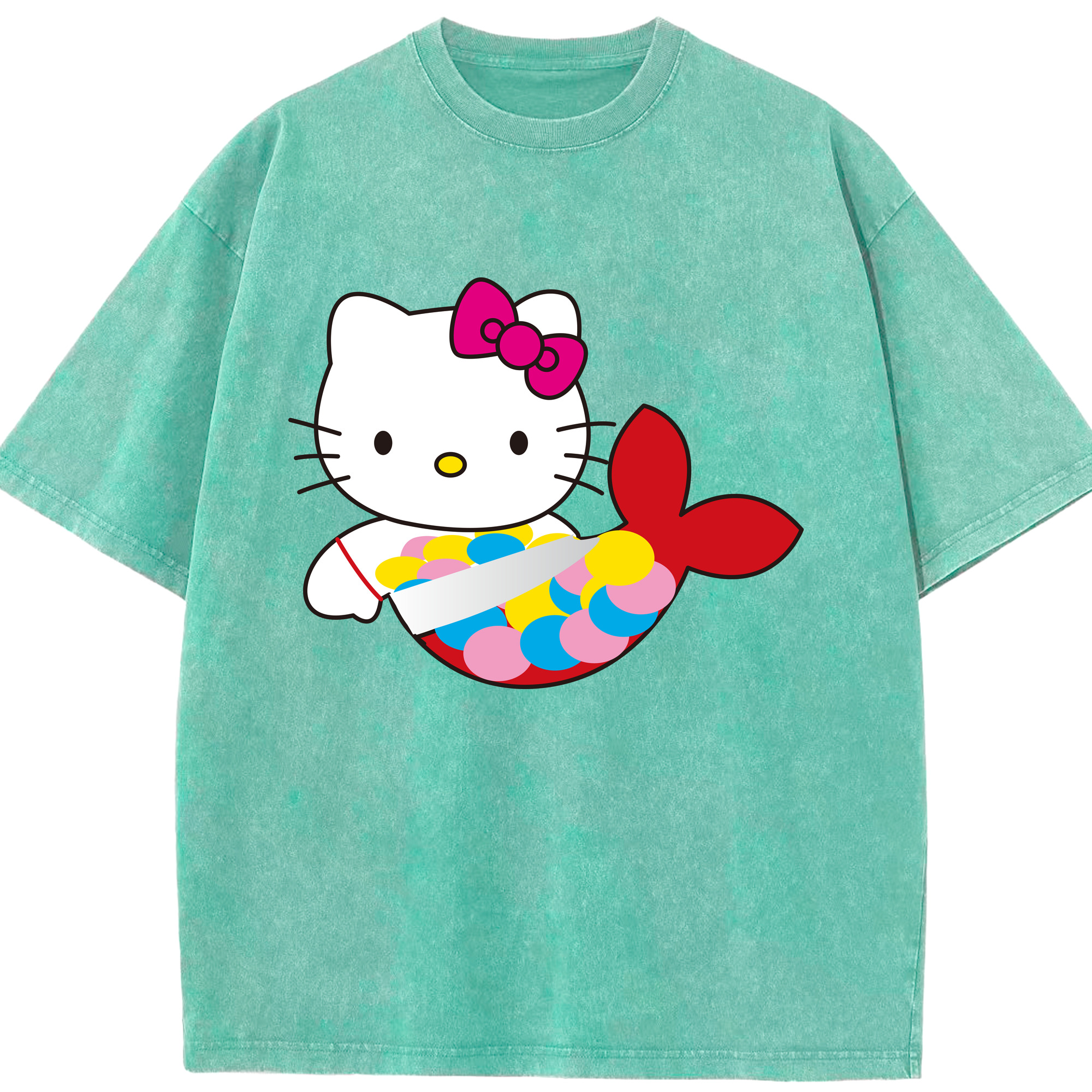 （画像用） Hello Kitty ハローキティ 綿100% ヴィンテージ風 半袖Tシャツ（フロントプリント）